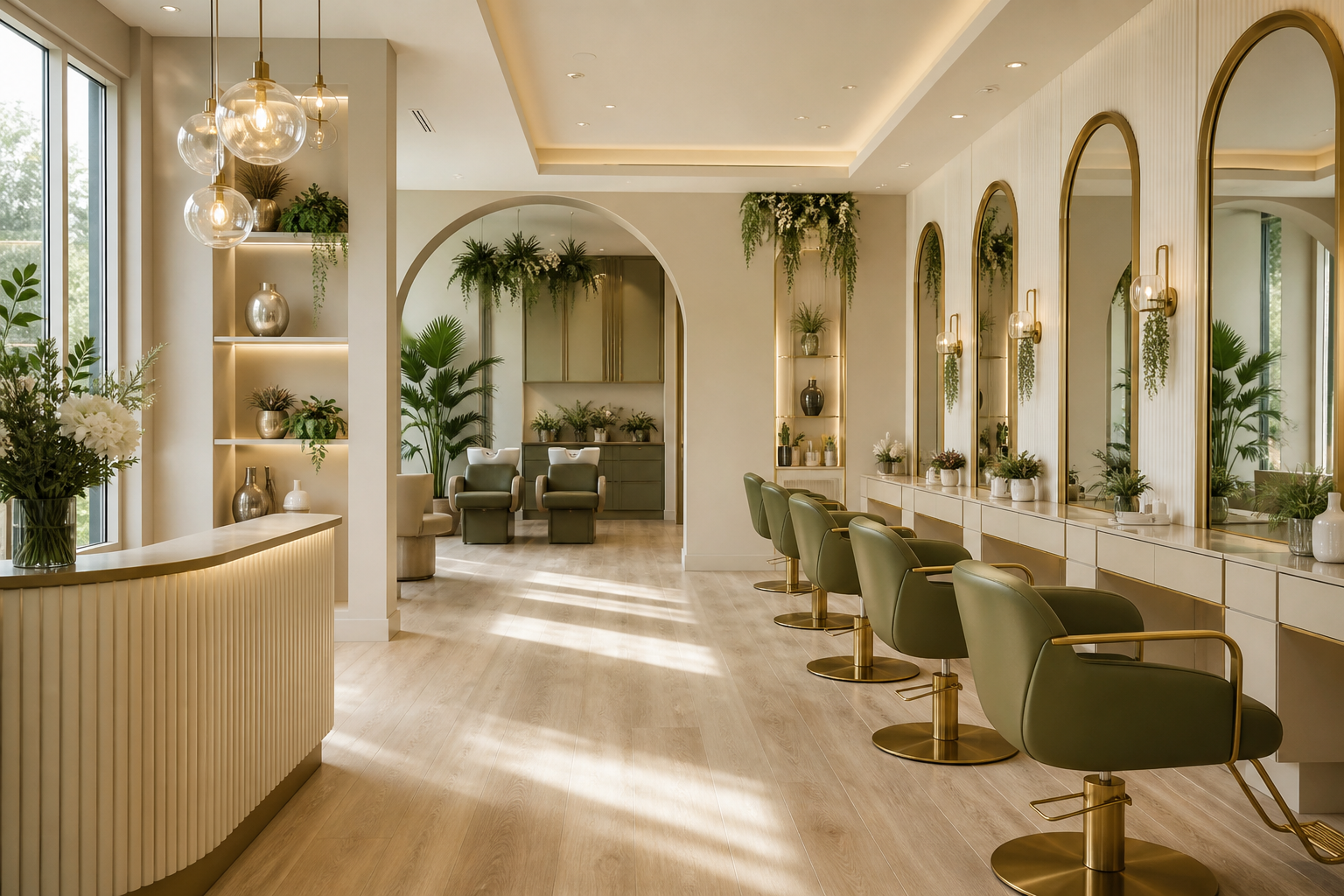 Soft luxury salon interior