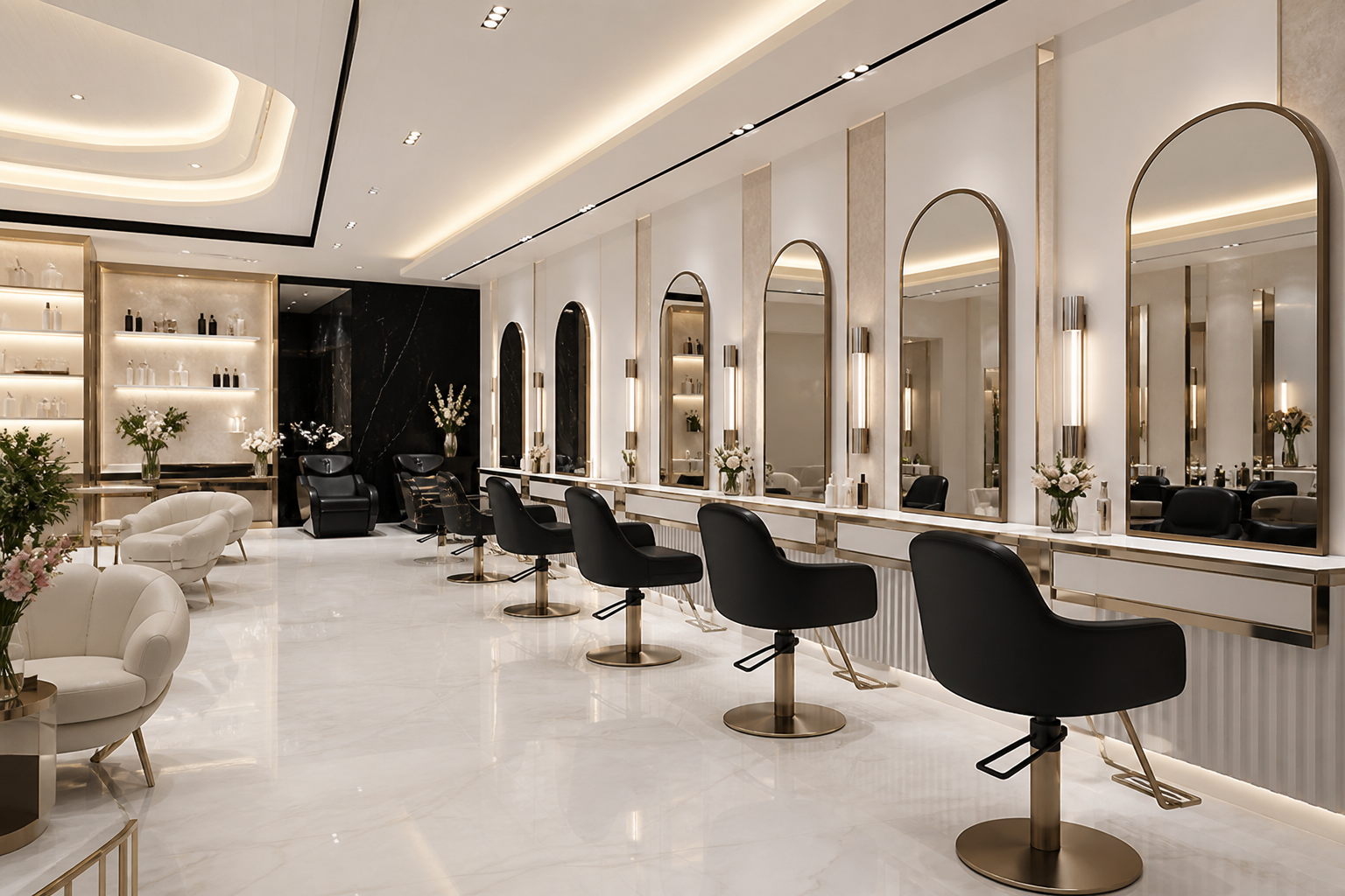 Modern editorial salon interior